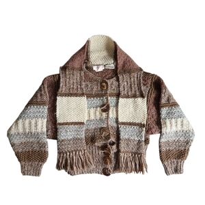 Neiman Marcus Vintage Hand Knit Brown Cardigan Sweater